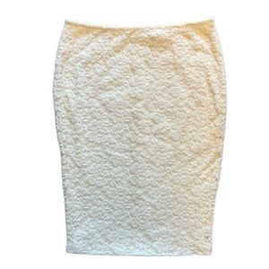 ⭐️Wendy Glez cream off white stretchy pencil skirt with lace overlay size medium
